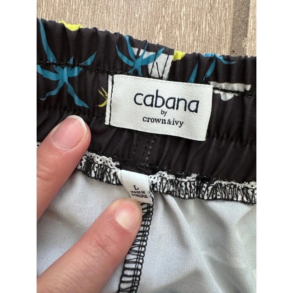 Cabana by Crown & Ivy Men's Dinosaur Swim Trunks Size Large Navy Liner Cut Out